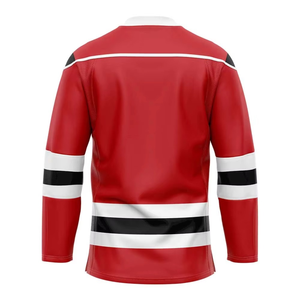 Uniforme de Hockey sobre Hielo Universitario para Hombre, Hecho a Medida al por Mayor, Jersey Rojo Extra Grande 100% Poliéster, Técnica de Sublimación OEM para Equipos - Product Image 2