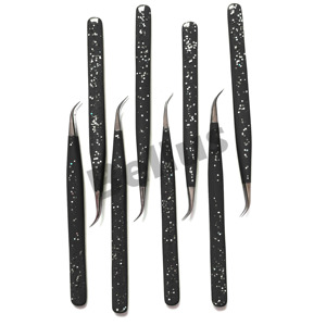 Pince à épiler élégante Glam Forge enduite de poudre de paillettes en acier japonais à pointe pointue antidérapante pour les artistes d'extension de cils - Product Image 3