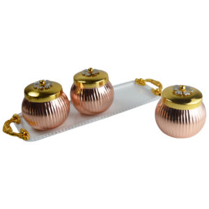 Boîte de rangement royale élégante en métal et bois pour fruits secs, service de bonbons, bacs de rangement, contenants de rangement - Product Image 5