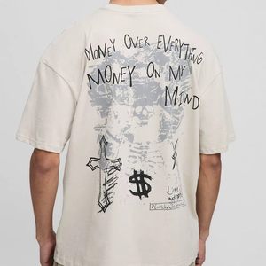 2025 Men's Oversized Premium Quality <b>100</b>% Cotton Streetwear T-Shirt Customized Digital Print <b>Yarn</b> Dyed 240GSM 250GSM Knitted - Product Image 1