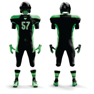 Ensemble d'uniformes de football américain vert noir pour hommes personnalisés matériel de sport d'entraînement durable en sergé respirant manches courtes - Product Image 1