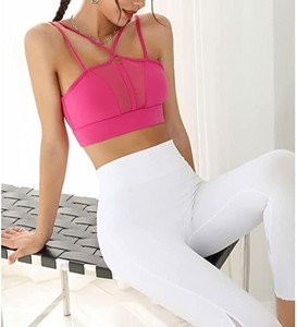 Ensemble de soutien-gorge de sport et de short pour femmes, couleur contrastée, dos nu, séchage rapide, ensemble d'exercice et de fitness, tenue de course à pied pour la salle de sport - Product Image 4