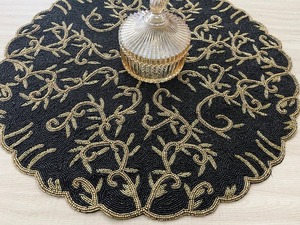 Mantel de Cuentas de Vidrio Bordadas, Decoración de Cocina Ecológica de Lujo, Mantel de Cuentas de Semillas Tradicionales Hecho a Mano, Se Acepta Diseño Personalizado para Bodas - Product Image 6
