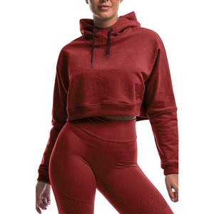 Sudadera deportiva ajustable para mujer, Sudadera con capucha de gimnasio con logotipo personalizado y patrón sólido, Jersey corto para ejercicio de invierno - Product Image 4