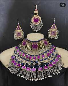 Conjunto de Joyería Artesanal Vintage para Fiesta de Bodas, Estilo Tribal Afgano Kuchi, Chapado en Plata Antigua, Latón con Circonita, Forma de Moneda - Product Image 5