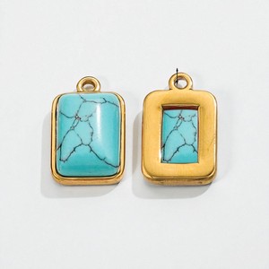 จี้พลอยเทอร์ควอยซ์ทรงสี่เหลี่ยมผืนผ้าสไตล์โบฮีเมียนทันสมัยสำหรับชาวคริสต์-เครื่องประดับเงินสเตอร์ลิง925 - Product Image 1