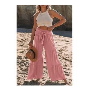 Nuevo diseño de cintura alta Palazzo Pant gran aspecto 100% algodón solo Jersey mujeres pantalón largo de Bangladesh precio de fábrica - Product Image 5