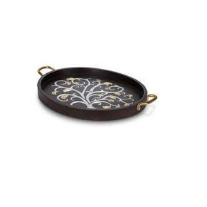 New Arrival Decorative Handle Silver Finished Metal Serving <b>Tray</b> with Easy Carrying Handle Stainless Steel Metal Serving <b>Tray</b> - Product Image 3