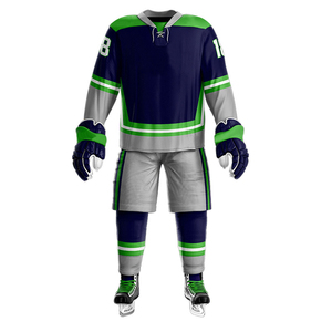 Ensemble de vêtements de sport pour hockey sur glace unisexe pour adultes, respirant, séchage rapide, impression de logo personnalisable sur le devant, 100% polyester, service OEM, uniforme - Product Image 1