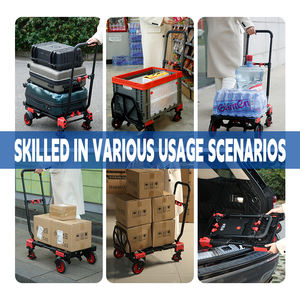 Chariot à main industriel pliable 2 en 1, modes 2/4 roues, 7,1 kg léger, charge maximale de 136 kg, poignée TPR, réglage à 3 niveaux, chariot de rangement - Product Image 3