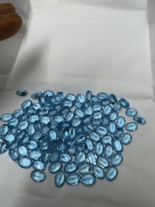 Gemas Sintéticas de Topacio Azul de 5-6 mm, Corte Ovalado de Rajastán, Pulido para Joyería - Product Image 3