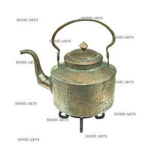 Bouilloire de service à café en laiton martelé de conception classique bouilloire à thé de taille personnalisée de forme ronde du meilleur exportateur en Inde - Product Image 1