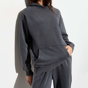 Nueva Llegada Sudadera con Capucha Casual para Mujer, Estilo Vintage con Lavado Ácido, Personalizada, Oversize, Transpirable, 100% Algodón Felpa, Cuello con Capucha, Invierno - Product Image 1