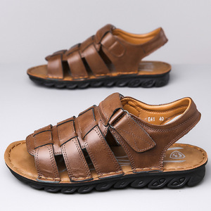 Nuevas Sandalias de Cuero Italianas para Hombre con Estampado de Leopardo y Suela de Eva, Sandalias Deportivas Cómodas con Punta Abierta, Zapatos de Marca de Moda para Verano - Product Image 3