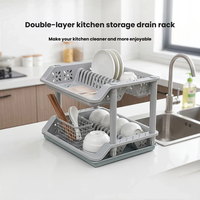 Égouttoir à vaisselle double couche en plastique, organiseur de bols et assiettes, support de rangement de cuisine, séchoir à vaisselle