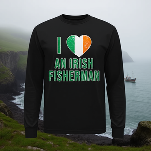 T-shirt à manches longues effet vieilli avec drapeau irlandais et inscription « I Love an Irish Fisherfolk » – Produit promotionnel - Product Image 3