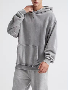 Sweat à capuche surdimensionné et lavé à la cire pour hommes de haute qualité 100% coton style pull par les fabricants - Product Image 5