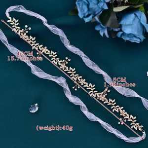 Bridella BHP89 Gold Rhinestone & <b>Pearl</b> <b>Headband</b>-Elegant Bridal Headwear with Comfortable Fit for Weddings & Formal Events - Product Image 4