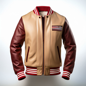 Chaqueta Bomber con Mangas de Piel Auténtica y Cuerpo de Lana Personalizada de Alta Calidad, Chaquetas Varsity para Hombre y Mujer, Superventas - Product Image 6
