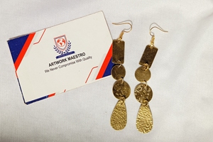 Handmade lightweight brass earring - with polished finished - modern luxury - <b>new</b> arrival fashion - Product Image 3