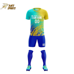 เสื้อฟุตบอลสีฟ้าชุดสั้นสำหรับผู้ชายและผู้หญิงชุดเครื่องแบบพิมพ์ลายซับลิเมชันงานออกแบบโลโก้ได้ตามต้องการ - Product Image 5