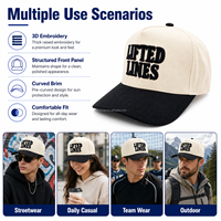 Casquette de baseball snapback à 5 panneaux bicolore personnalisée Olelon avec broderie 3D, logo blanc, 100 % coton, casquette de sport personnalisée type trucker