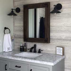 Modern Wooden <b>Framed</b> Wall <b>Mirror</b> Natural <b>Wood</b> Bathroom Vanity for Hotel and Home Decor - Product Image 3