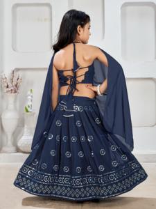Ensemble Lehenga Choli Shoryam Fashion pour filles, longueur au sol, avec broderies miroir, tenue ethnique de créateur pour mariage et fête - Product Image 2