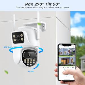 Pantalla dual y lente dual <span class=keywords><strong>Wifi</strong></span> Survalance Cámara Color Visión nocturna Ai Seguimiento automático Nube Cámara de seguridad inalámbrica para exteriores - Product Image 2