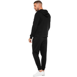 Negro logotipo personalizado hombres invierno 100% algodón 2 piezas chándal Conjunto de jogging alta calidad Sudadera con capucha Jogger gimnasio - Product Image 5