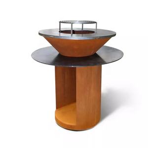 Double Layer Cooking Ring Commercial Charcoal Bbq Grill Corten Steel Barbecue Fire Pit