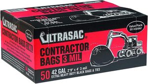 ถุงขยะอุตสาหกรรม Ultrasac ขนาด 42 แกลลอน สำหรับงานหนัก สีดำ หนา 3 มิล จำนวน 50 ใบ พร้อมเชือกผูก ขนาด 32.75 x 47 นิ้ว - Product Image 3