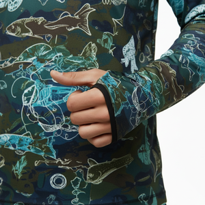 Camiseta de Pesca con Capucha de Secado Rápido UPF50 de Alta Calidad Personalizada OEM, Camiseta Deportiva Transpirable de Manga Larga de Poliéster y Elastano - Product Image 4