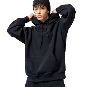Vente en gros sweats à capuche noirs avec logo personnalisé pour sweat-shirt de haute qualité gsm sweat-shirt à épaules tombantes tissu de couleur unie de meilleure qualité - Product Image 3