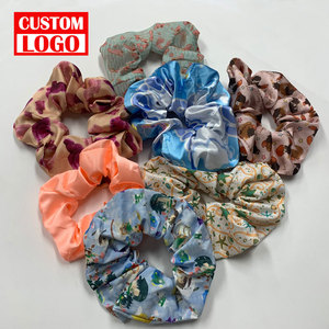 Gran oferta, accesorios para el cabello con logotipo de Color personalizado, 100% de seda de morera, banda para el cabello con estampado de flores - Product Image 1