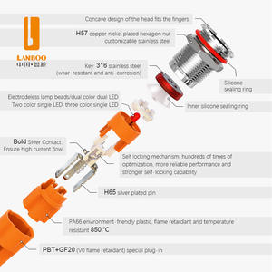 LANBOO sakelar tombol logam LED, sakelar penguncian otomatis 16mm 19mm 10A merah hijau biru 12V 24V 220V - Product Image 6