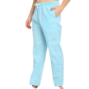 <b>Casual</b> Wear Canvas <b>Linen</b>/Cotton Pants for <b>Men</b> with Custom Drawstring Straight Bottom Solid Color High Quality - Product Image 2