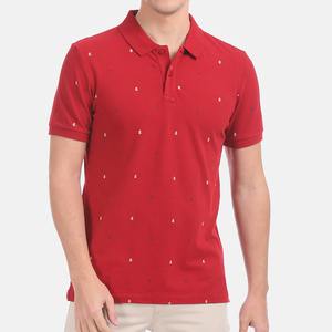 Camiseta Polo Roja de Manga Corta para Hombre con Patrón de Puntos Bordados, 100% Algodón, Ropa Casual Transpirable, Corte Regular - Product Image 1