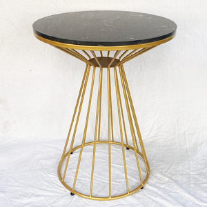 Industrial Design Round Tea Table 60x60cm with Durable Sintered Stone Top <b>Antique</b> Iron Legs Decorative CFD68123 Coffee Table - Product Image 3