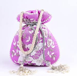 Bordado con cuentas Satén a rayas Organizador de maquillaje multifunción Bolsa Potli Regalo DE BODA Favores Satchel - Product Image 3