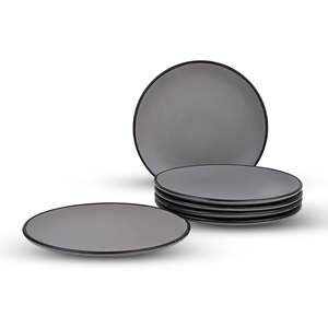 Black-Rimmed Grey Minimalist Dinner <b>Plate</b> Set of 6 10.5 Inch <b>Side</b> <b>Plate</b> Durable Ceramic Customizable for Hotels and Parties - Product Image 3