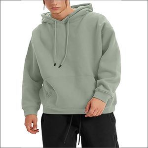 Sweat à capuche oversize pour homme 100% Coton Grammage Épais Épaules Tombantes Couleur Unie Grande Taille Automne Écologique Respirant Meilleures Ventes - Product Image 1