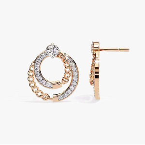 Boucles d'oreilles en argent sterling 925 plaqué or de qualité supérieure avec accents de diamants de laboratoire taille brillant certifiés IGI – Bijoux de mariage tendance - Product Image 4