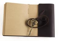 Carnet de croquis/journal vintage fait main avec logo personnalisé, couverture rigide en cuir pleine fleur, serrure à clé, OEM/ODM, papier en coton, cadeau pour le dessin au crayon