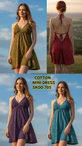 Vestido de Verano para Mujer, Estilo Bohemio Vintage, 100% Algodón, Cuello en V, Ecológico, Transpirable, Lavable, Suave, Ligero, Largo e Informal - Product Image 4