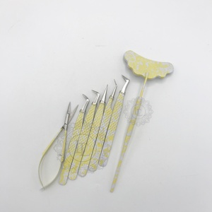 แหนบต่อขนตาเคลือบผงสีเหลืองและสีขาวติดฉลากติดสปริงปลายกระจกสีเงินแบบกำหนดเองได้อย่างยั่งยืน - Product Image 6