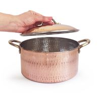 Casserole italienne classique en cuivre martelé à la main, fait main, écologique, avec couvercle