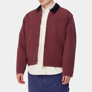 Vestes pour hommes Vêtements de travail d'hiver pour hommes avec logo personnalisé Veste d'extérieur en toile de coton de grande taille Broderie technique délavée sur support - Product Image 4