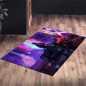 Modern Printed Rug, Thick Cyberpunk Abstract Personalized Bath Rug,With Pile Soft Rug - Product Image 1