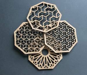 Posavasos personalizado moderno respetuoso con el medio ambiente 3,75 sublimación Hardboard Mdf Squarestone con posavasos trasero de corcho - Product Image 4